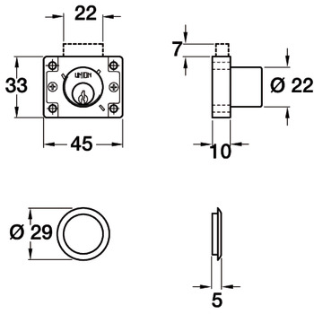 Rim Lock, with Deadbolt, for Drawer/Cupboard, Ref 4147