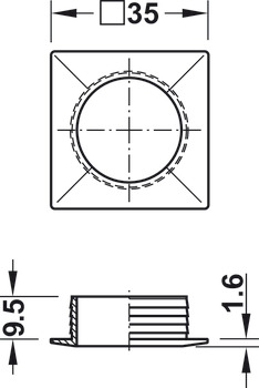Square Rosette, for 19 mm Door Thickness