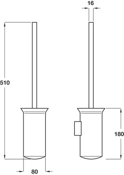 Toilet Brush Holder, Height 510 mm, Ø 80 mm, PBA