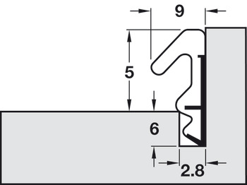Door Seal, for Gaps 5-7.5 mm, Length 25 m, Aquatex S20
