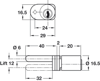 Rotary Cylinder, Ø 16.5 mm, for Central Locking System