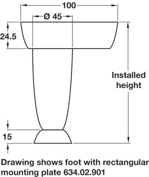 Furniture Foot, Load Capacity Approx. 100 kg, Plastic