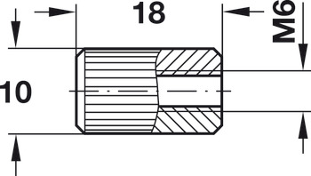 Sleeve, M6 Internal Thread, Ribbed, for Ø 10 mm Hole