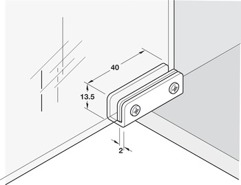 Glass Door Hinge, Opening Angle 110°, Simplex