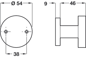 Centre Door Knob, Fixed, Round, on Round Rose, 304 Stainless Steel, HL18, Häfele