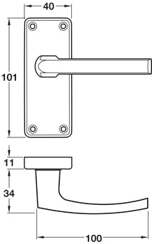 Lever Handles, on Backplates for Latch, Contract