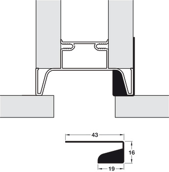 Profile Handle, for Vertical Fixing in Oven Cavity, for Profiles, Gola System E