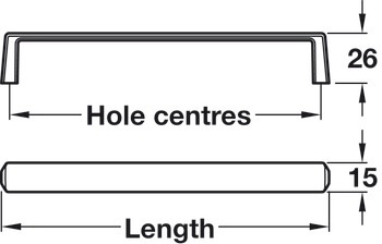 Pull Handle, Zinc Alloy, Fixing Centres 64-320 mm, Level