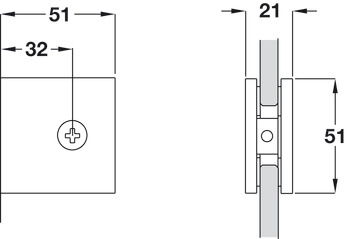 Glass Connector, Wall to Glass, for 90° Applications
