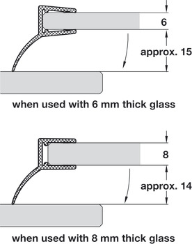 Shower Seal, H-Profile for Overlapping Shower Door Arrangement, Length 2010 mm