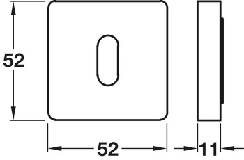 Escutcheons, Standard Keyway, Square, 52 x 52 mm, Zinc Alloy, RO11