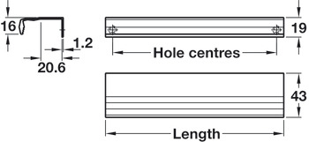 Profile Handle, Aluminium, Fixing Centres 64-320 mm, Line