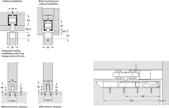 Fitting Set, for Sliding Interior Doors, Hawa-Junior 80/B (Modified)