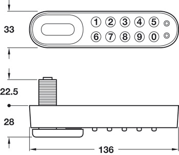 Horizontal Drawer Lock, Right Hand, Digital Electronic, KitLock 1000