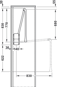 Pull Down Wardrobe Rail, for Internal Wardrobe Width 440 – 610 mm, 2004