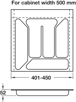 Cutlery Insert, Depth 380-440 mm, Plastic