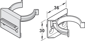 Plinth Clip and Bracket, for Adjustable Plinth Feet, Screw Fixing, Häfele Axilo™ 48