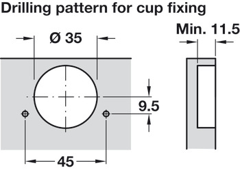 Concealed Cup Hinge, 110° Standard, Full Overlay Mounting, with Standard Depth Adjustment, Häfele