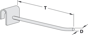 Removable Display Rail, Ø 7-9 mm, Length 150-400 mm, Shoptec Shopfitting System