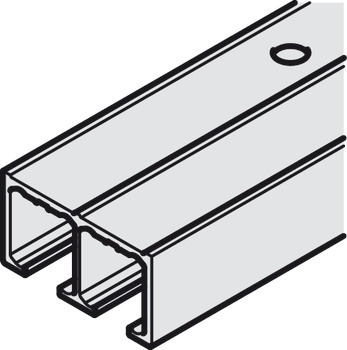 Top Track, Double, for Sliding Glass Cabinet Doors, Eku-Clipo 16 GPK