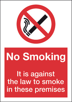 No Smoking Prohibition Sign, 148 x 210 mm, for Windows, Rigid Plastic