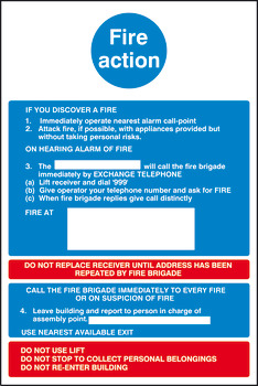 Fire Action Mandatory Sign, 300 x 200 mm, Rigid Plastic