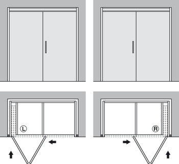 Fitting Set, for Folding and Pivoting Cabinet Doors, Soft Closing, Hawa-Folding Concepta 25