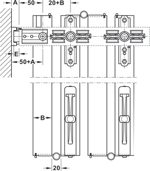 Fitting Set, for Folding Interior Doors, Slido W-Fold32 100T