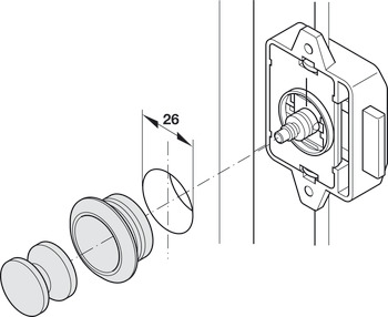 Push Lock Knob, for 13-19 mm Door Thicknesses