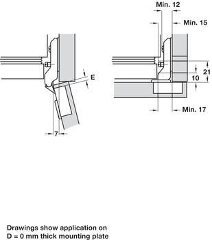 Concealed Cup Hinge, 110° for Cabinet with Refrigerator, Keyhole Fixing Arm, Häfele