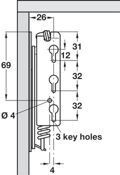 Flap Hinge, Swing Up, Sprung Right Hand or Both Sides, Steel