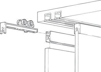 Fitting Set, for Sliding Glass Cabinet Doors, Hawa-Clipo