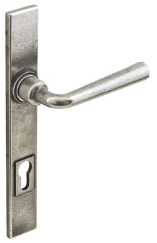 Lever Handles, on Backplates for Multi-Point Locking System, Solid Pewter, Olympia