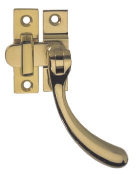 Casement Fastener, Hook Plate, for Flush Frames or Double Windows, Brass