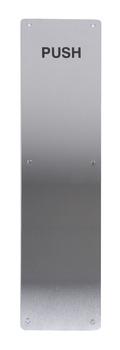 Push Plate, Finger, Inscribed with 'PUSH', Radius Corners, Stainless Steel