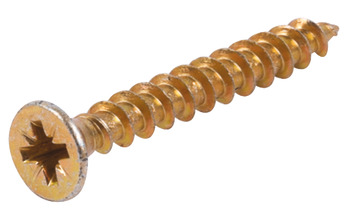 Wood Screws, Countersunk Head, Fully Threaded, Yellow Zinc Plated