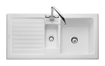 Sink, Ceramic, 1.5 Bowl and Drainer, Rangemaster CRT10202