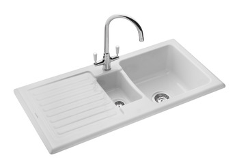 Sink, Ceramic, 1.5 Bowl and Drainer, Rangemaster CRT10202