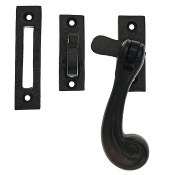 Casement Fastener, with Mortice and Hook Plates, Reversible, Iron