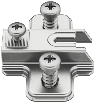 Cruciform Mounting Plate, Combi, with Pre-Mounted Euro Screws, for Slide On Metalla A Concealed Hinge
